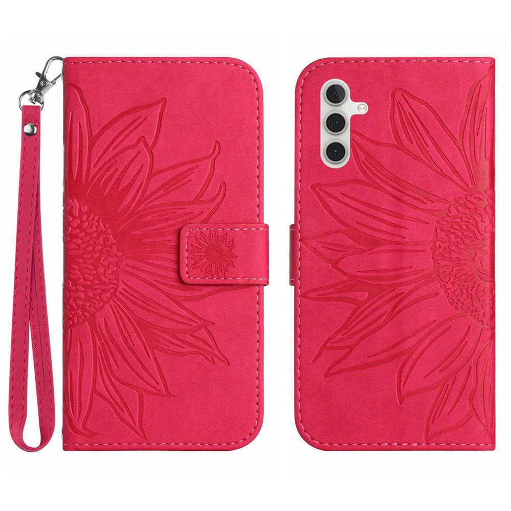 Galaxy A14 5G/4G Wallet-Hülle – Sonnenblume aufgedruckt, mit Ständer & Riemen