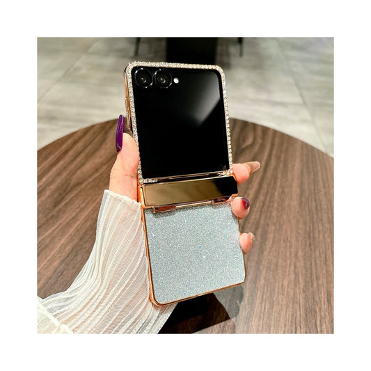 Galaxy Z Flip7 5G – Handyhülle aus Kunststoff, mit Scharnierschutz, mit Strassverzierung, mit Glitzer