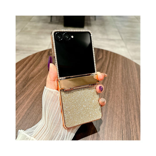 Galaxy Z Flip7 5G – Handyhülle aus Kunststoff, mit Scharnierschutz, mit Strassverzierung, mit Glitzer