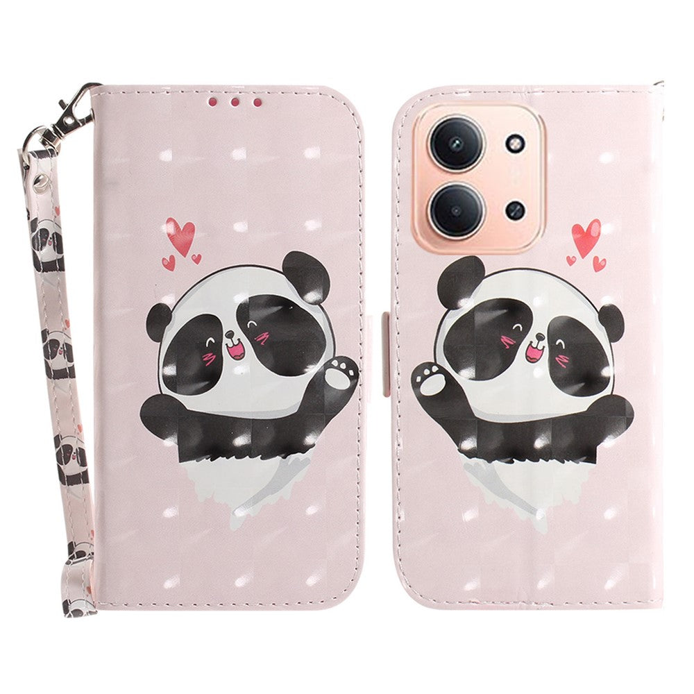 For Xiaomi Redmi 15C 5G (EU) (173mm) / 15C 4G (EU) (173mm) Case Pattern Printing Leather Wallet Phone Cover with Wrist Strap