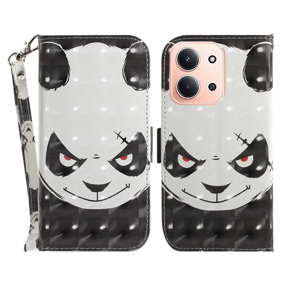 For Xiaomi Redmi 15C 5G (EU) (173mm) / 15C 4G (EU) (173mm) Case Pattern Printing Leather Wallet Phone Cover with Wrist Strap
