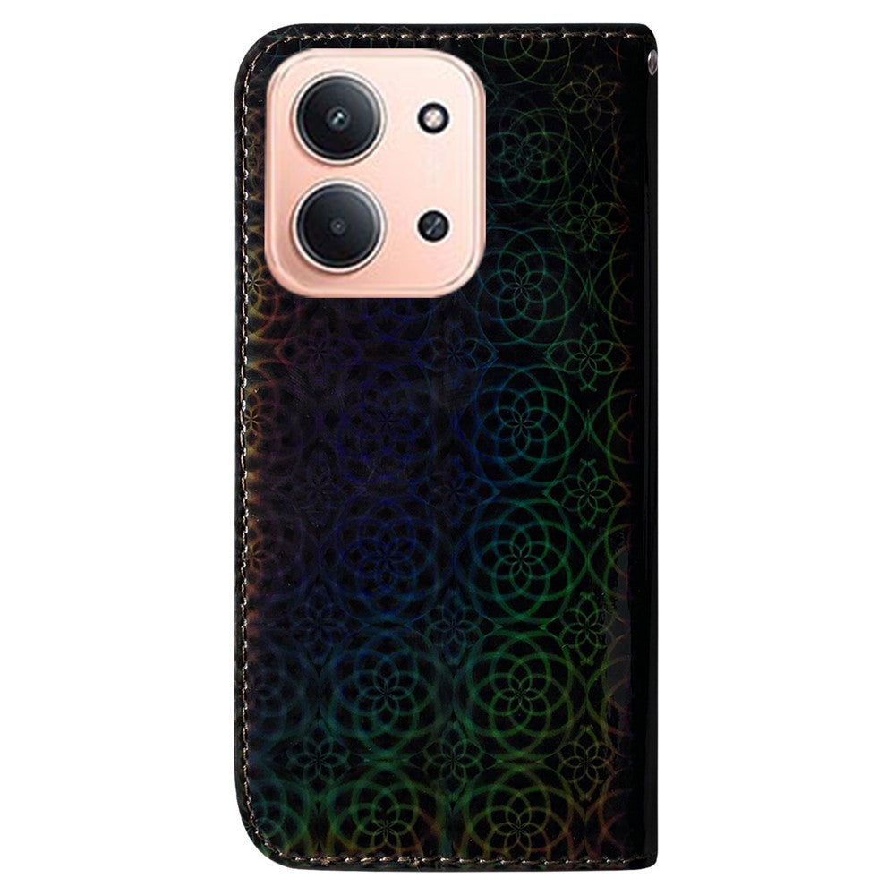 For Xiaomi Redmi 15C 5G (EU) (173mm) / 15C 4G (EU) (173mm) Stand Case Dazzling Flower Leather Phone Cover with Wrist Strap