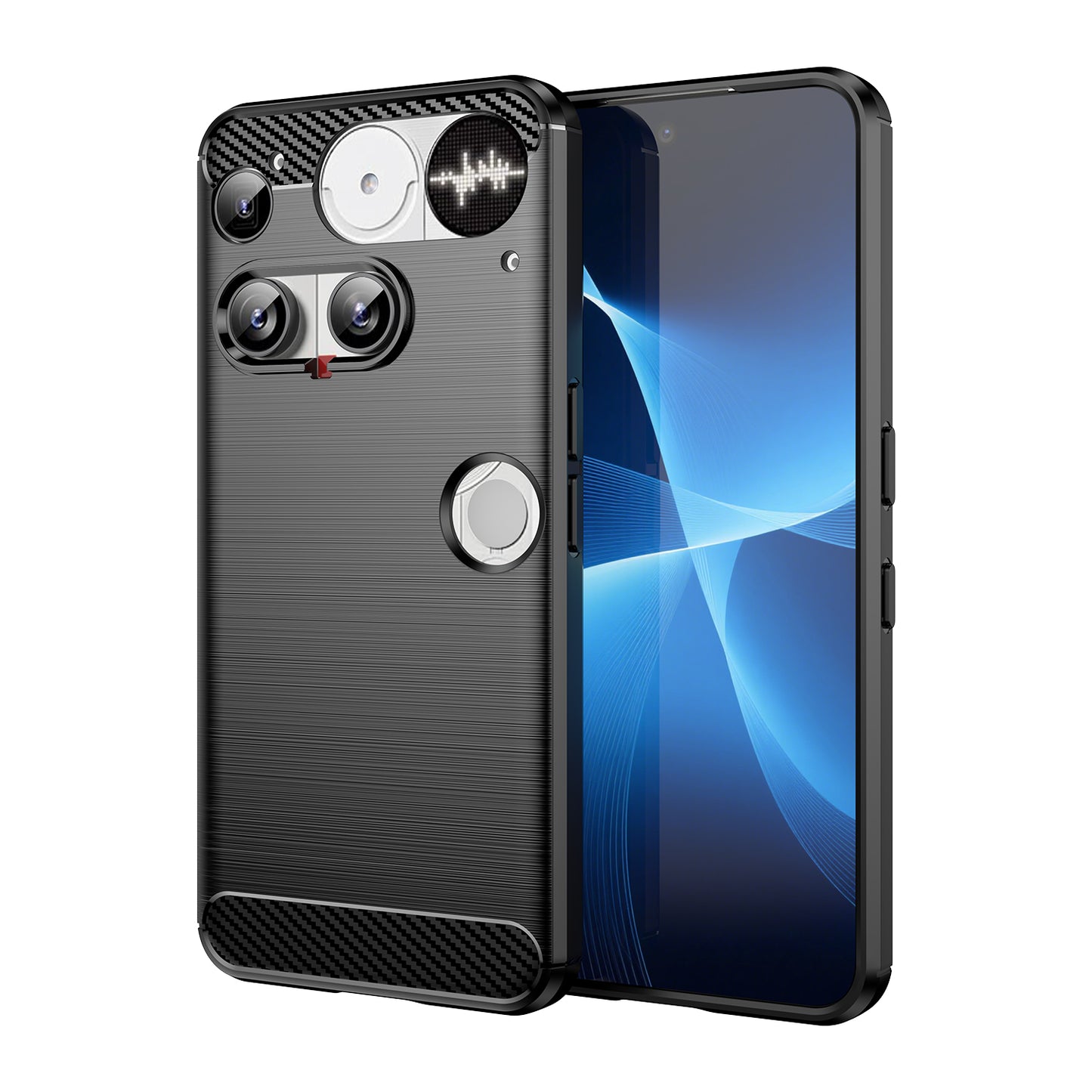 Nothing Phone (3) 5G Transparente Handyhülle – Mit gehärtetem Glas, LS-Serie, aus TPU mit gebürsteter Textur