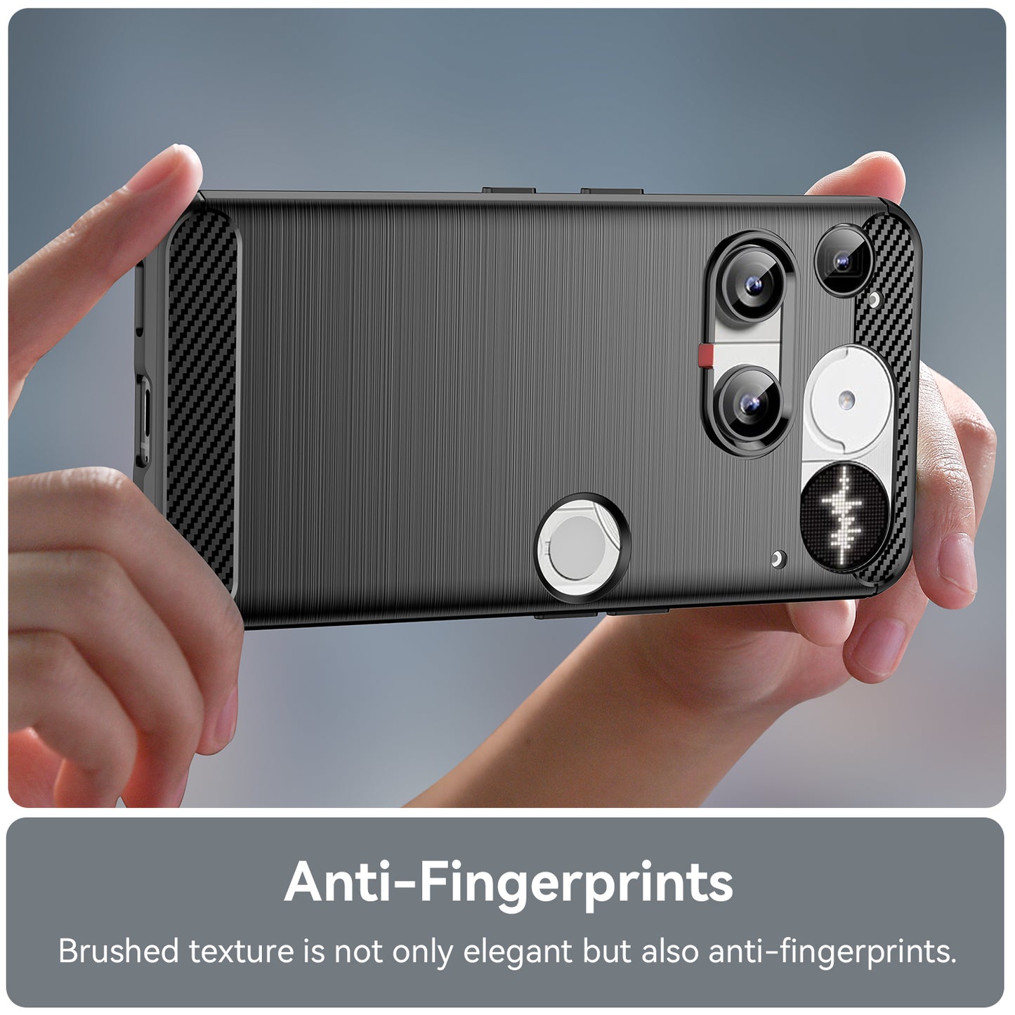 Nothing Phone (3) 5G Transparente Handyhülle – Mit gehärtetem Glas, LS-Serie, aus TPU mit gebürsteter Textur