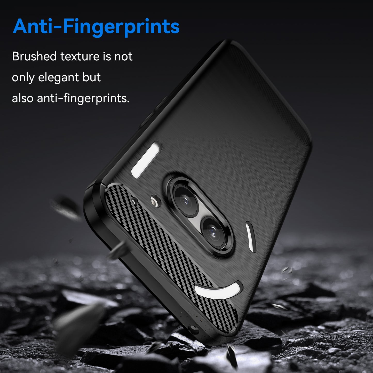 Nothing Phone (2a) Transparente Handyhülle – Mit gehärtetem Glas, LS-Serie, aus TPU mit gebürsteter Textur