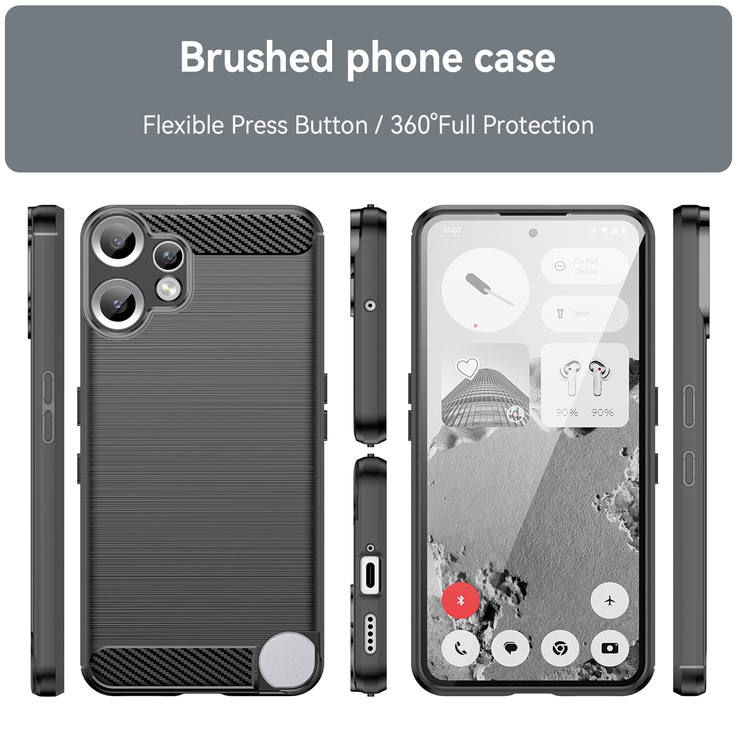 Nothing CMF Phone 2 Pro Transparente Handyhülle – Mit gehärtetem Glas, LS-Serie, aus TPU mit gebürsteter Textur