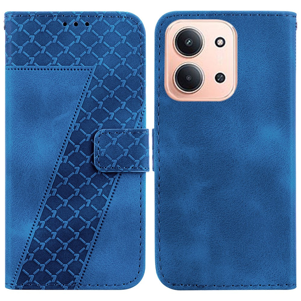 For Xiaomi Redmi 15C 5G (EU) (173mm) / 15C 4G (EU) (173mm) Stand Case 7-Shaped Pattern Imprint Leather Phone Cover with Strap