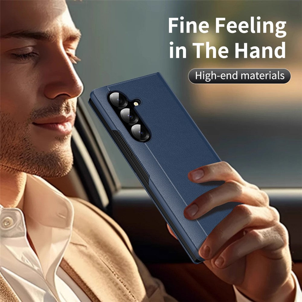 Galaxy Z Fold7 5G Lederhülle – Mit Kartenfach & Smart-View Fenster