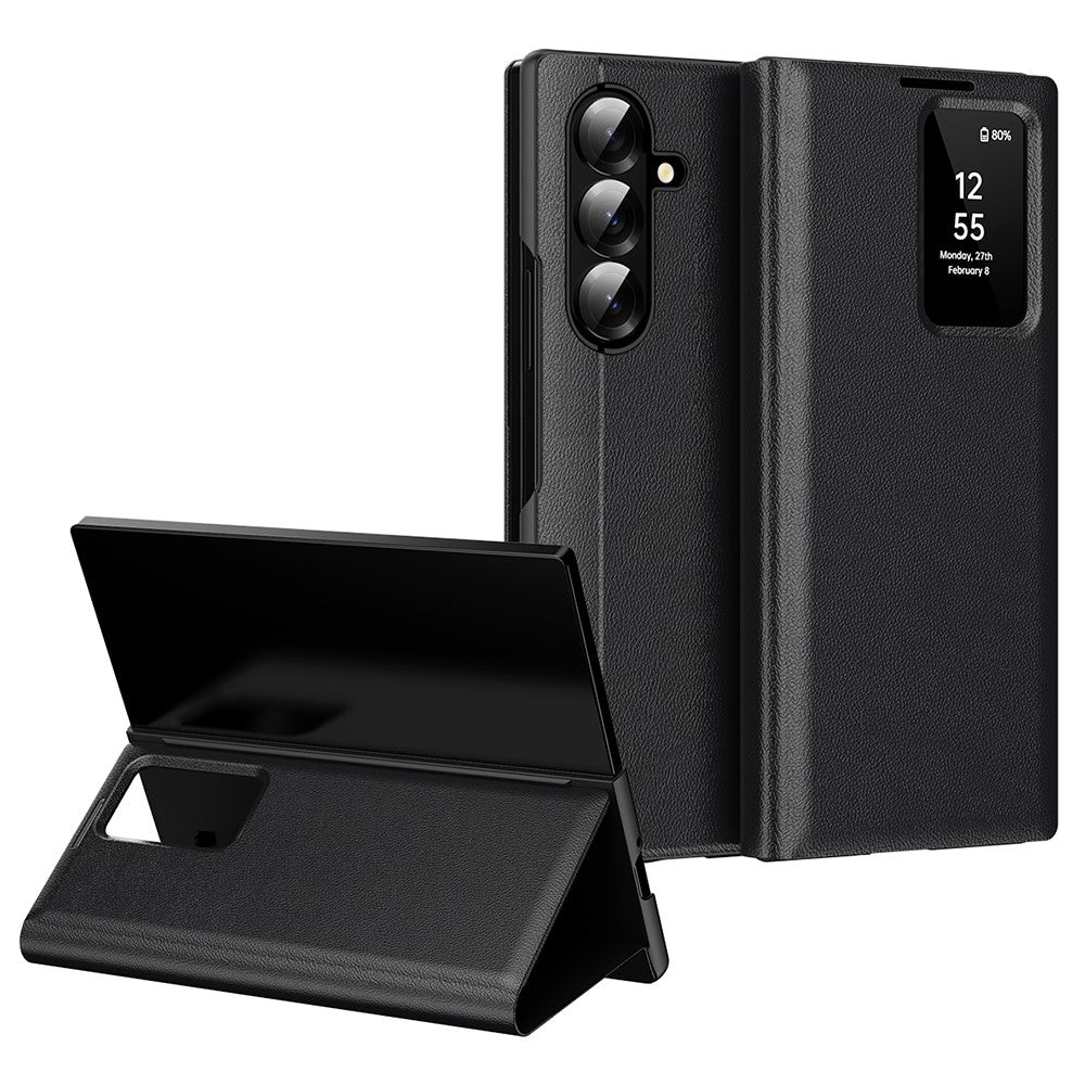 Galaxy Z Fold7 5G Lederhülle – Mit Kartenfach & Smart-View Fenster