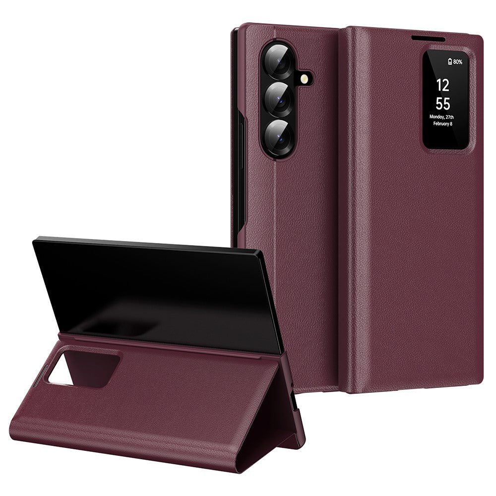 Galaxy Z Fold7 5G Lederhülle – Mit Kartenfach & Smart-View Fenster
