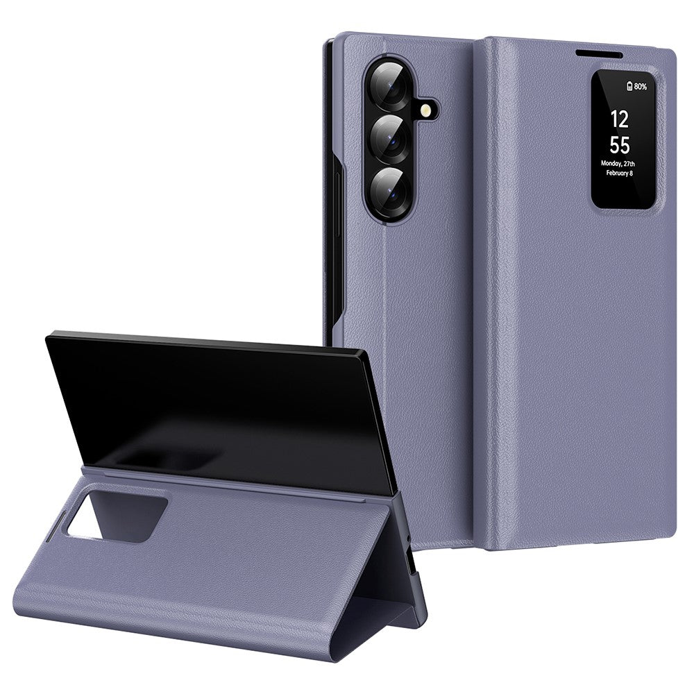 Galaxy Z Fold7 5G Lederhülle – Mit Kartenfach & Smart-View Fenster