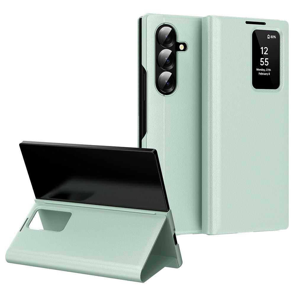 Galaxy Z Fold7 5G Lederhülle – Mit Kartenfach & Smart-View Fenster