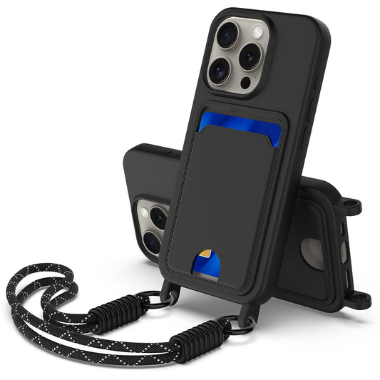 iPhone 12 / 12 Pro Silikonhülle – Sanft & mit Kartenhalter und kurzem Riemen