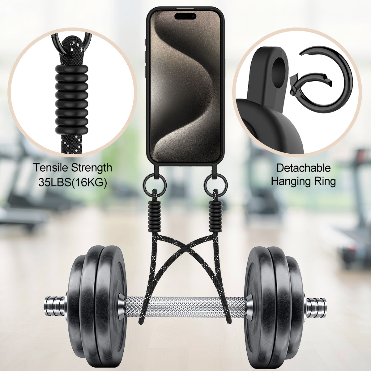 iPhone 15 Pro Max Silikonhülle – Sanft & mit Kartenhalter und kurzem Riemen