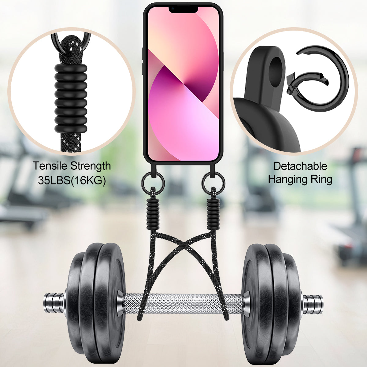 iPhone 14 Plus / 15 Plus Silikonhülle – Sanft & mit Kartenhalter und kurzem Riemen