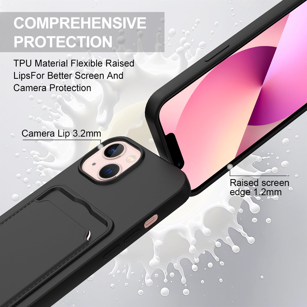 iPhone 13 / 14 Silikonhülle – Sanft & mit Kartenhalter und kurzem Riemen