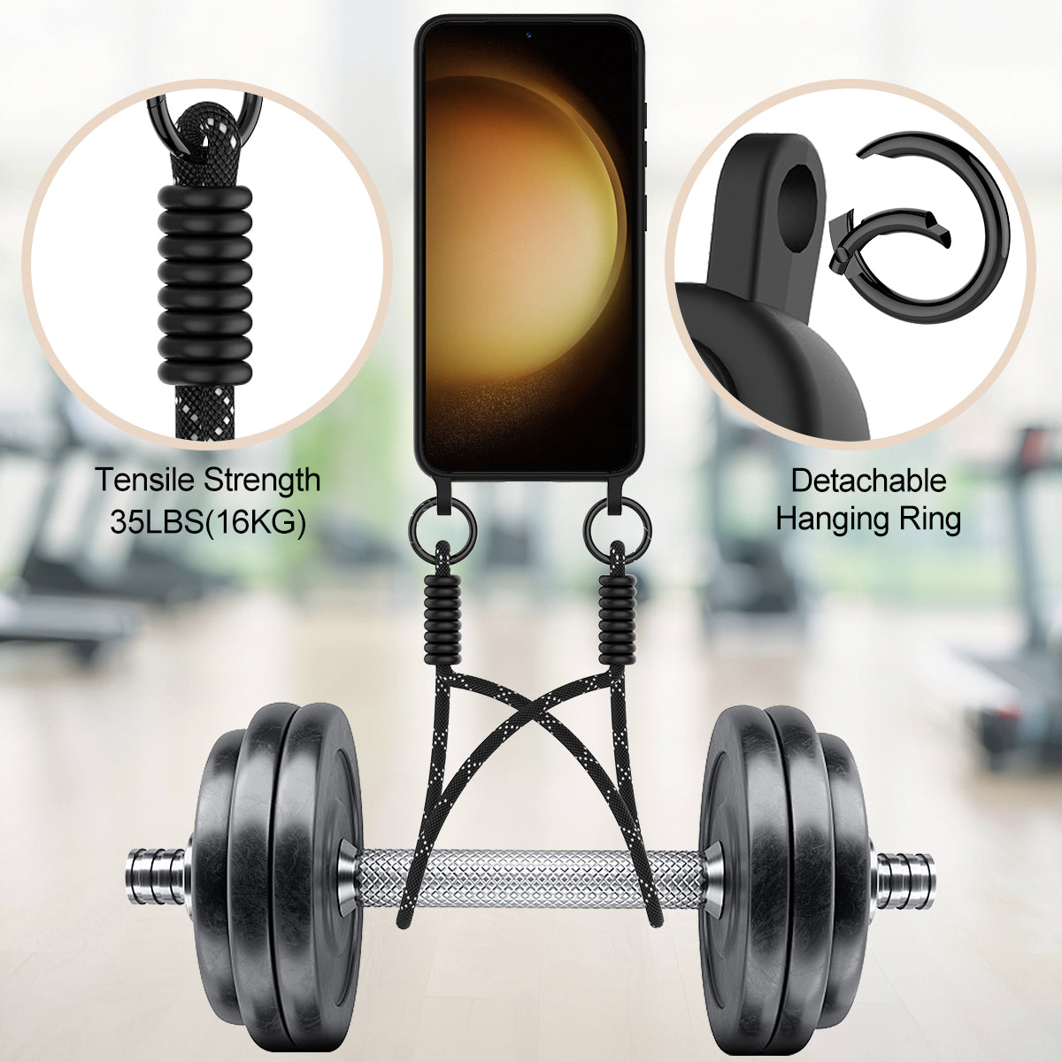 Galaxy S23 Plus Silikonhülle – Sanft & mit Kartenhalter und kurzem Riemen