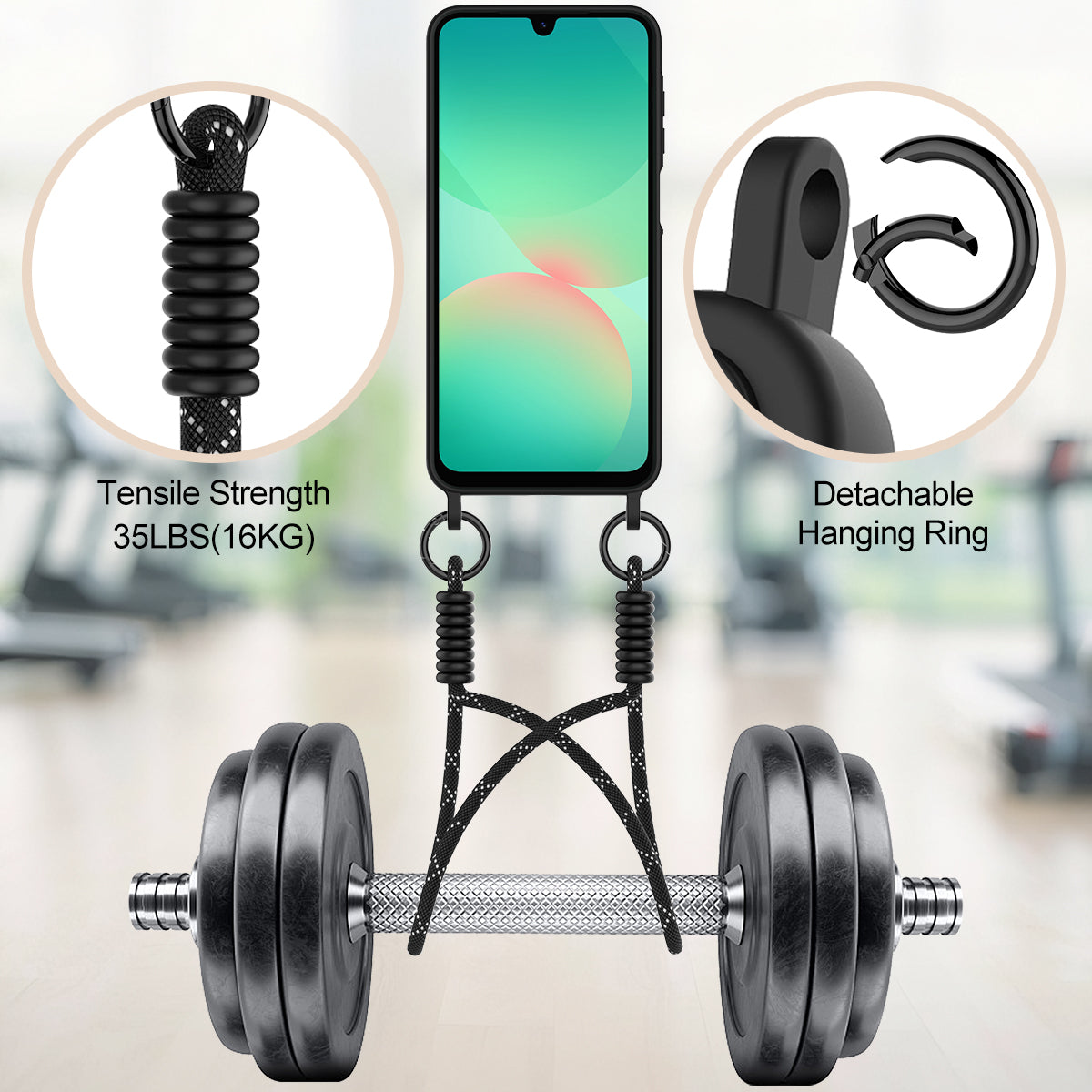 Galaxy A17 5G/4G Silikonhülle – Sanft & mit Kartenhalter und kurzem Riemen