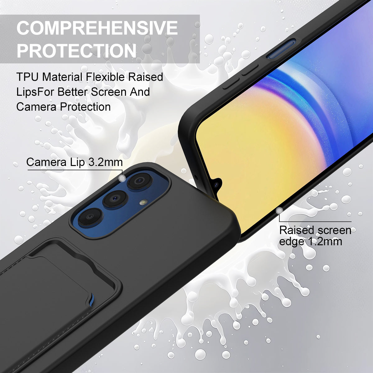 Galaxy A54 5G Silikonhülle – Sanft & mit Kartenhalter und kurzem Riemen