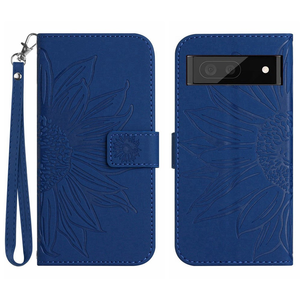 Pixel 7 5G Wallet-Hülle – Sonnenblume aufgedruckt, mit Ständer & Riemen