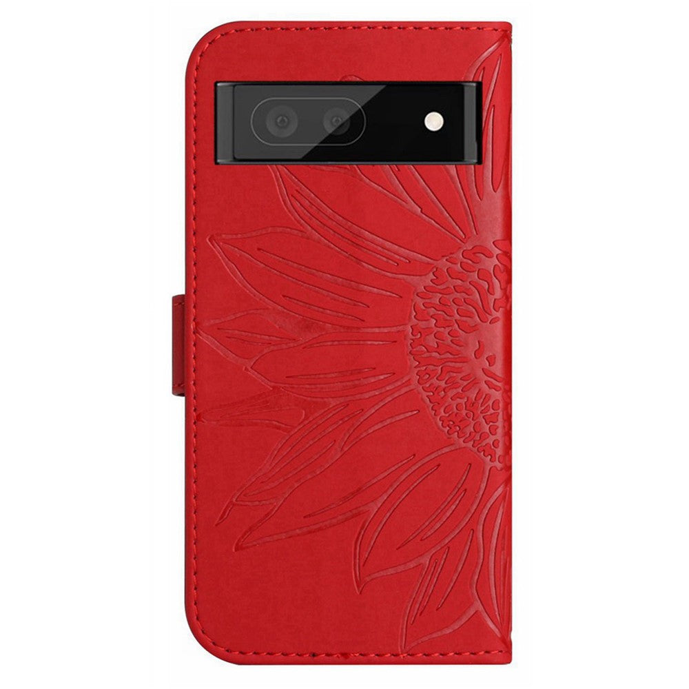 Pixel 7 5G Wallet-Hülle – Sonnenblume aufgedruckt, mit Ständer & Riemen