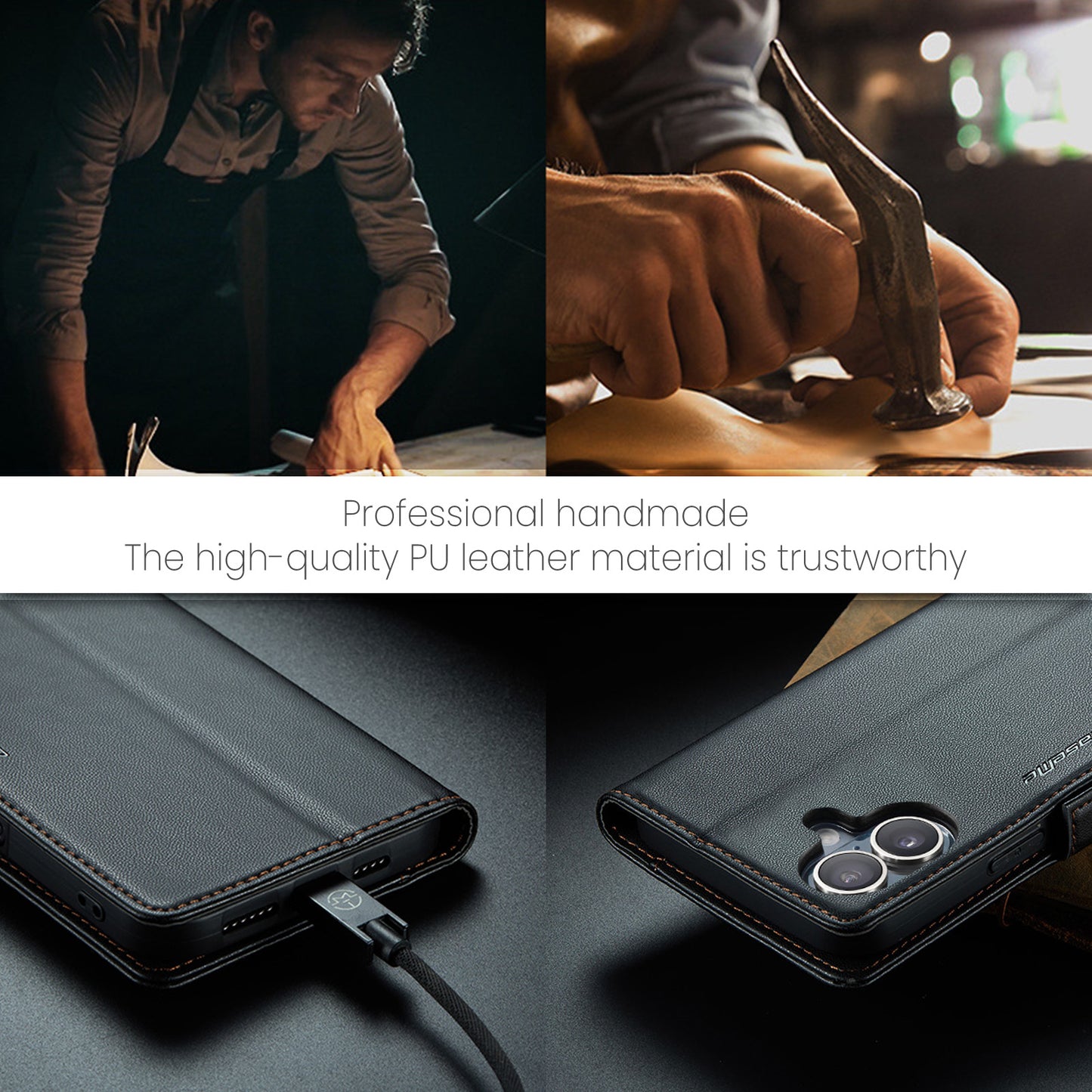 iPhone 17 Glänzende Wallet-Hülle – RFID-Schutz & Ständer