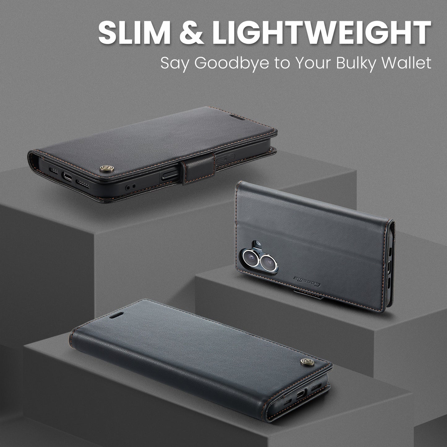iPhone 17 Glänzende Wallet-Hülle – RFID-Schutz & Ständer