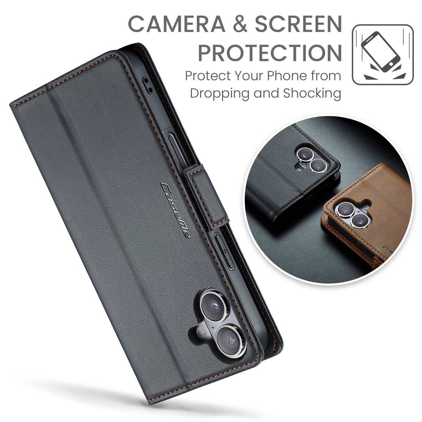 iPhone 17 Glänzende Wallet-Hülle – RFID-Schutz & Ständer