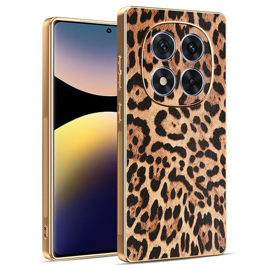 Xiaomi Redmi Note 14 Pro 4G Handyhülle – Leopardenmuster PU-Leder beschichteter PC + TPU-Galvanik