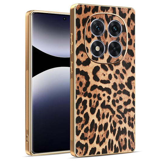 Xiaomi Redmi Note 14 Pro 5G / Xiaomi Poco X7 5G Handyhülle – Poco X7 5G Leopardenmuster PU-Leder beschichteter PC + TPU-Galvanik