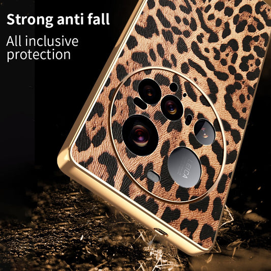 Xiaomi 15 Ultra Handyhülle – Leopardenmuster PU-Leder beschichteter PC + TPU-Galvanik