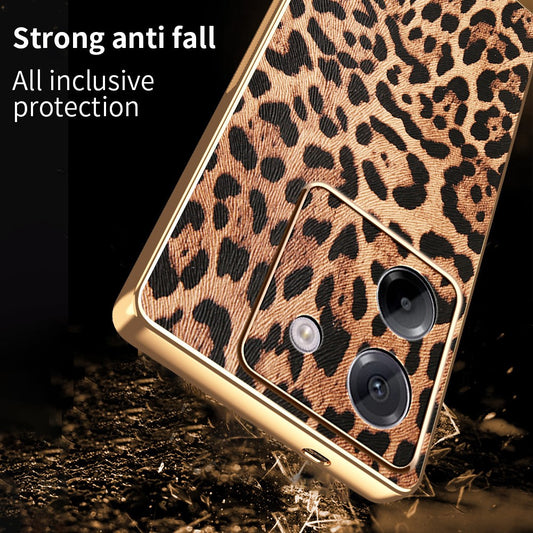 Xiaomi Poco M7 Pro 5G Handyhülle – Leopardenmuster PU-Leder beschichteter PC + TPU-Galvanik