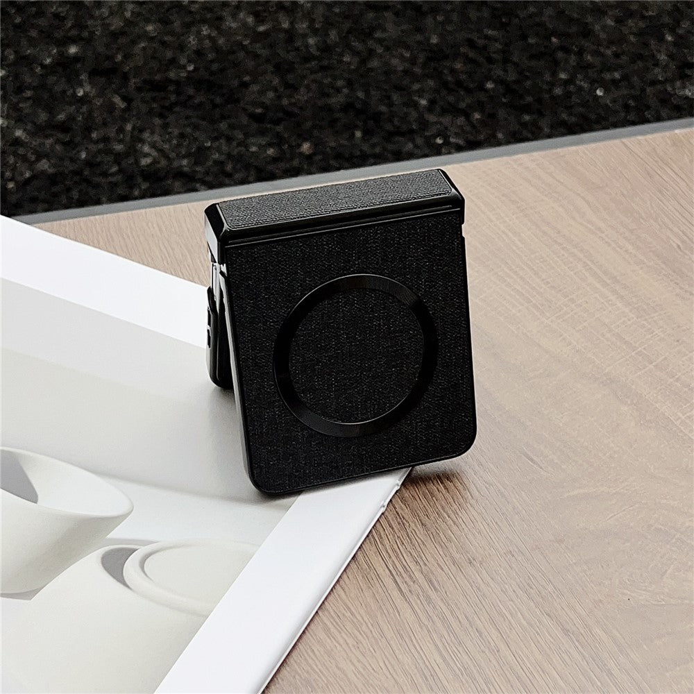 For Samsung Galaxy Z Flip7 5G Magnetic Case Leather + PC Phone Cover with Rear Screen Film and Hinge