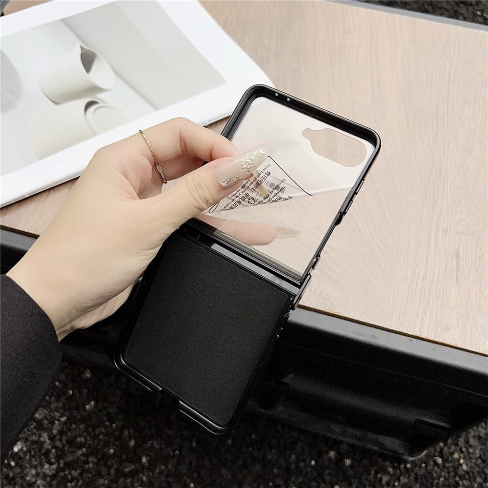 For Samsung Galaxy Z Flip7 5G Magnetic Case Leather + PC Phone Cover with Rear Screen Film and Hinge