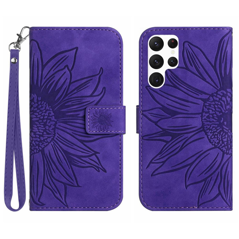Galaxy S23 Ultra Wallet-Hülle – Sonnenblume aufgedruckt, mit Ständer & Riemen