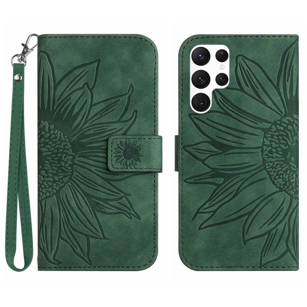 Galaxy S23 Ultra Wallet-Hülle – Sonnenblume aufgedruckt, mit Ständer & Riemen
