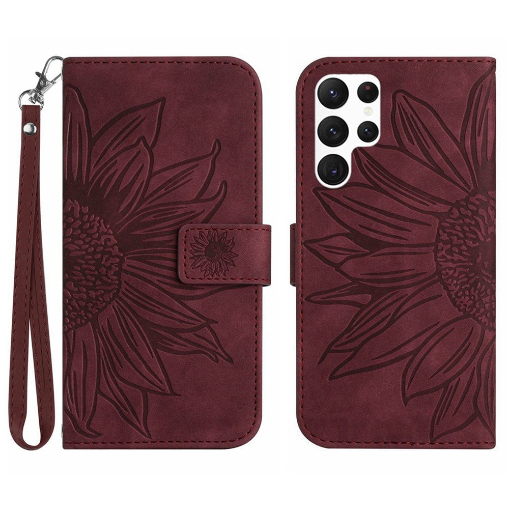 Galaxy S23 Ultra Wallet-Hülle – Sonnenblume aufgedruckt, mit Ständer & Riemen