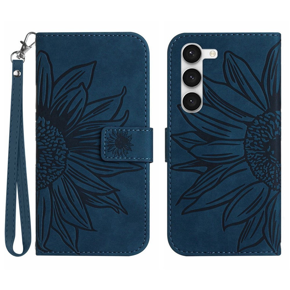 Galaxy S23 Wallet-Hülle – Sonnenblume aufgedruckt, mit Ständer & Riemen