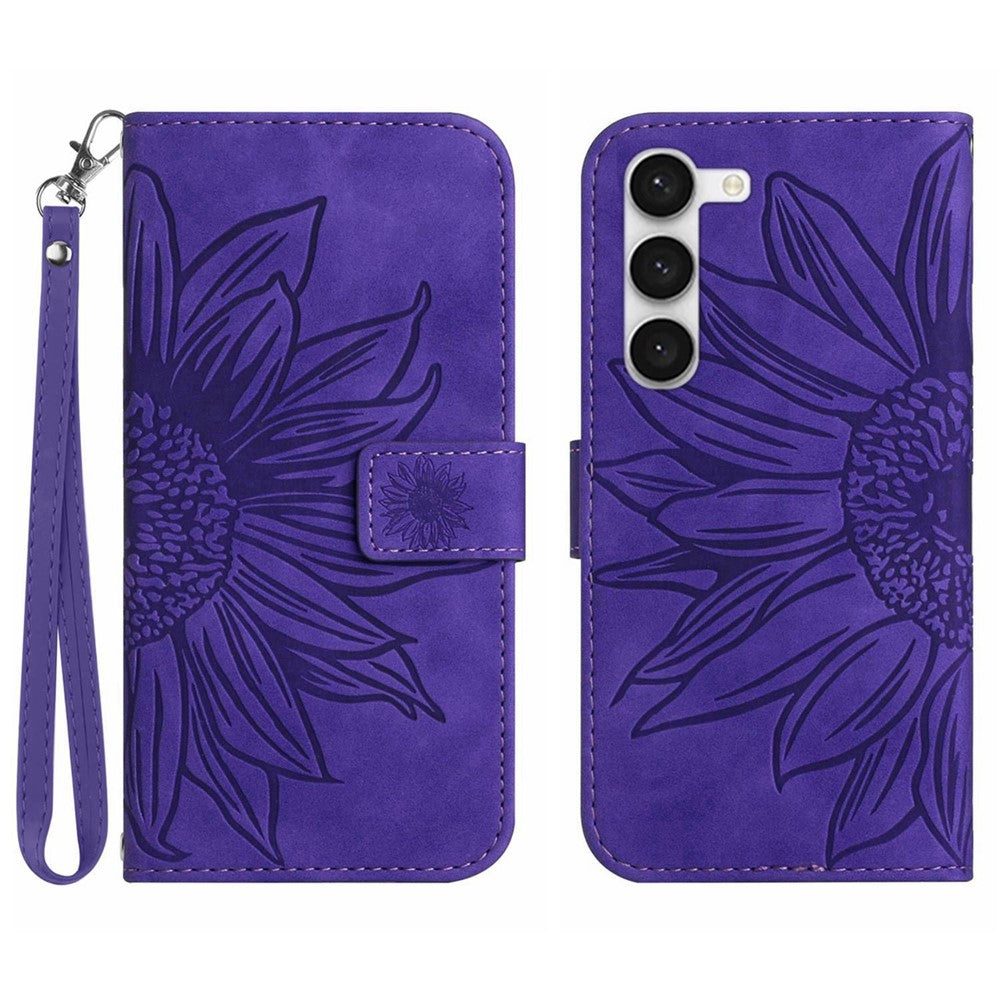 Galaxy S23 Wallet-Hülle – Sonnenblume aufgedruckt, mit Ständer & Riemen