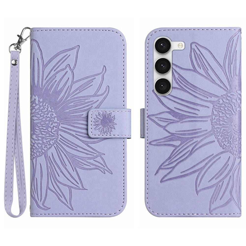 Galaxy S23 Wallet-Hülle – Sonnenblume aufgedruckt, mit Ständer & Riemen