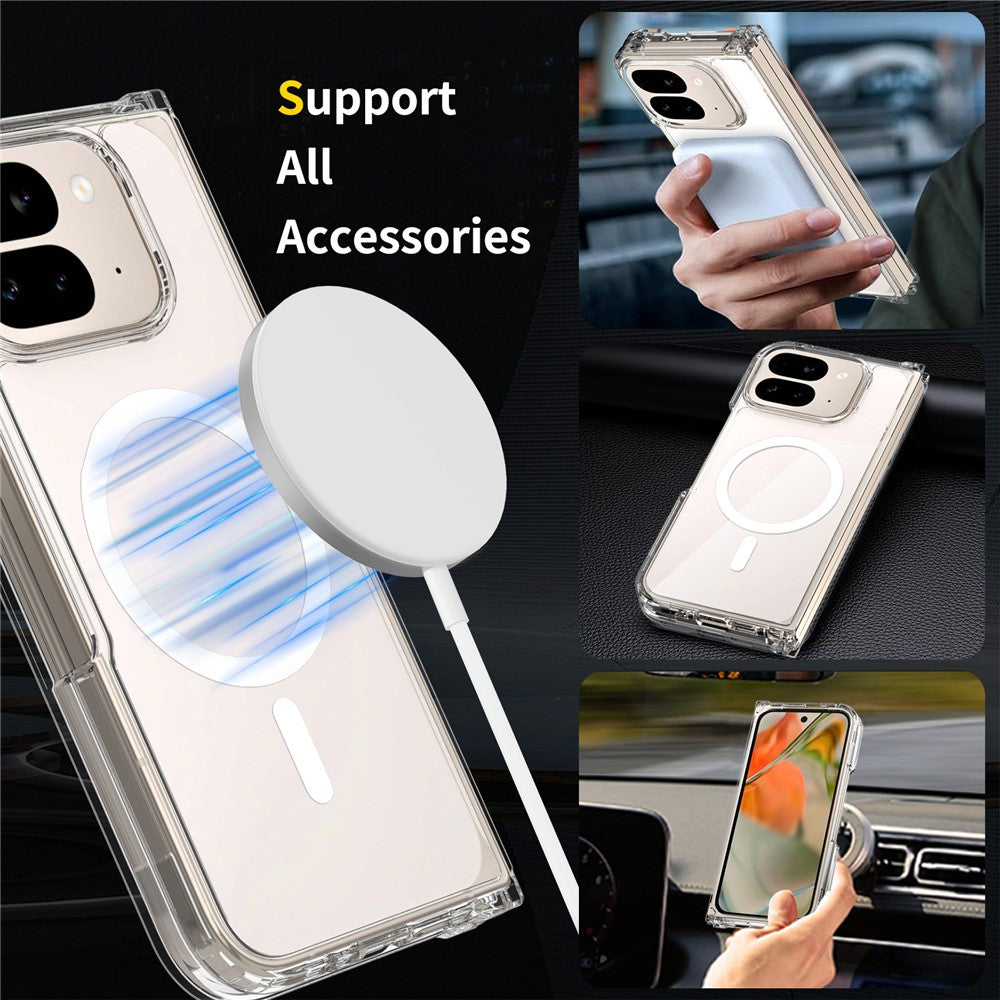 For Google Pixel 10 Pro Fold Magnetic Case 2.0mm Scratch Resistant TPU + PC Clear Phone Cover