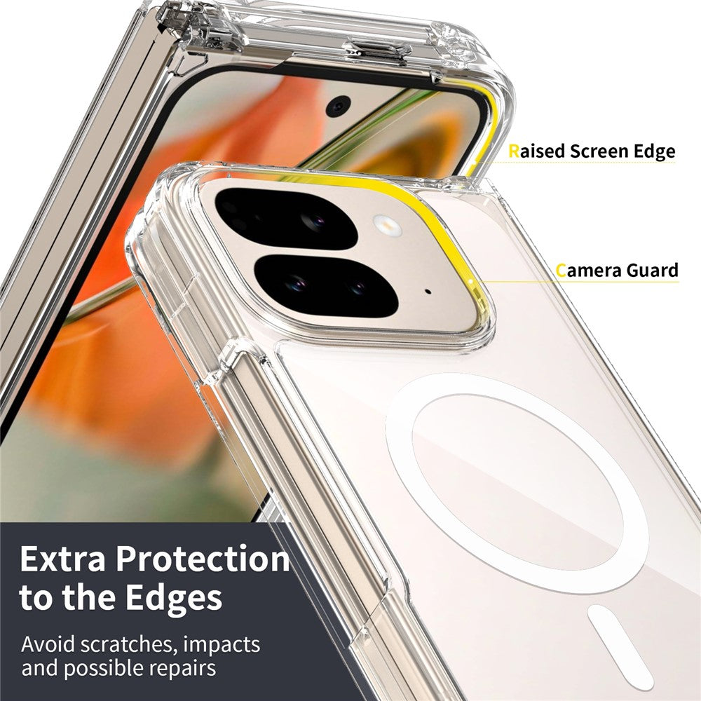 For Google Pixel 10 Pro Fold Magnetic Case 2.0mm Scratch Resistant TPU + PC Clear Phone Cover