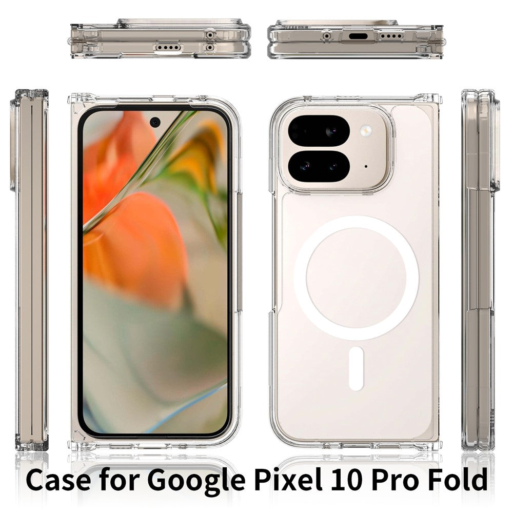 For Google Pixel 10 Pro Fold Magnetic Case 2.0mm Scratch Resistant TPU + PC Clear Phone Cover