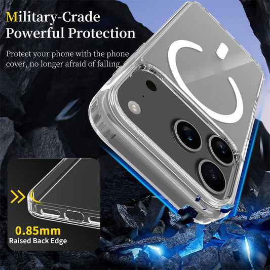 For iPhone 18 Pro / 17 Pro Magnetic Case 2.0mm Scratch Resistant TPU + PC Clear Phone Cover