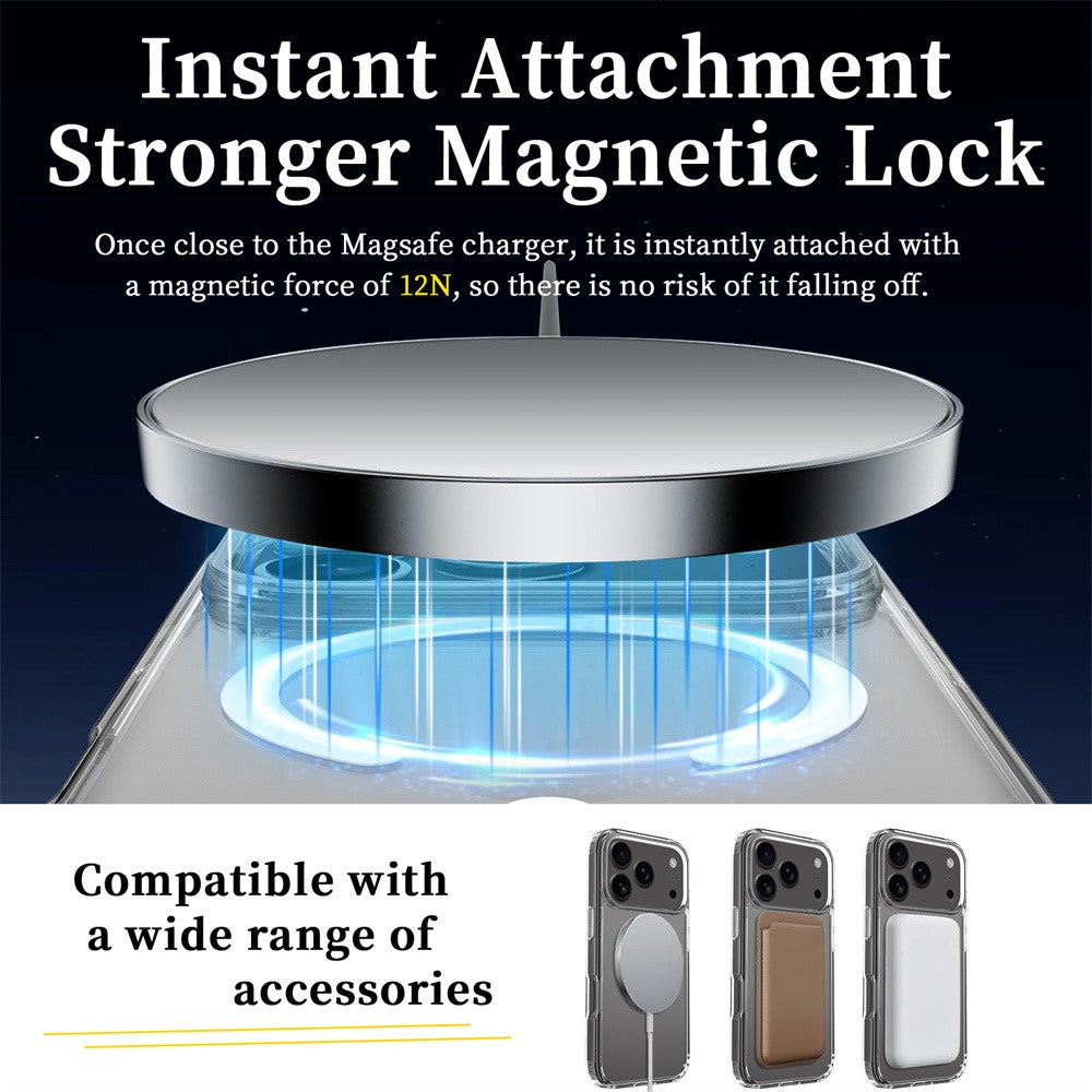 For iPhone 18 Pro / 17 Pro Magnetic Case 2.0mm Scratch Resistant TPU + PC Clear Phone Cover