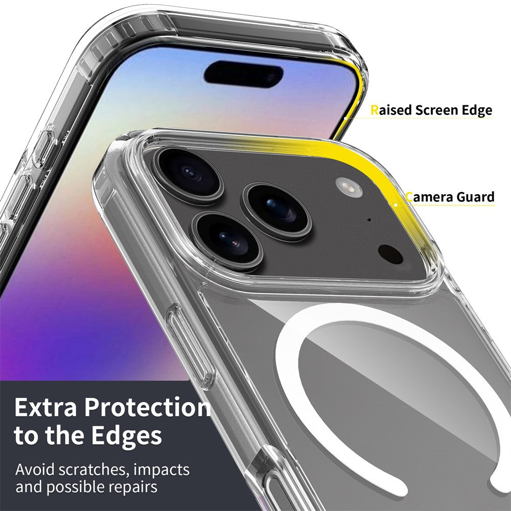 For iPhone 18 Pro / 17 Pro Magnetic Case 2.0mm Scratch Resistant TPU + PC Clear Phone Cover