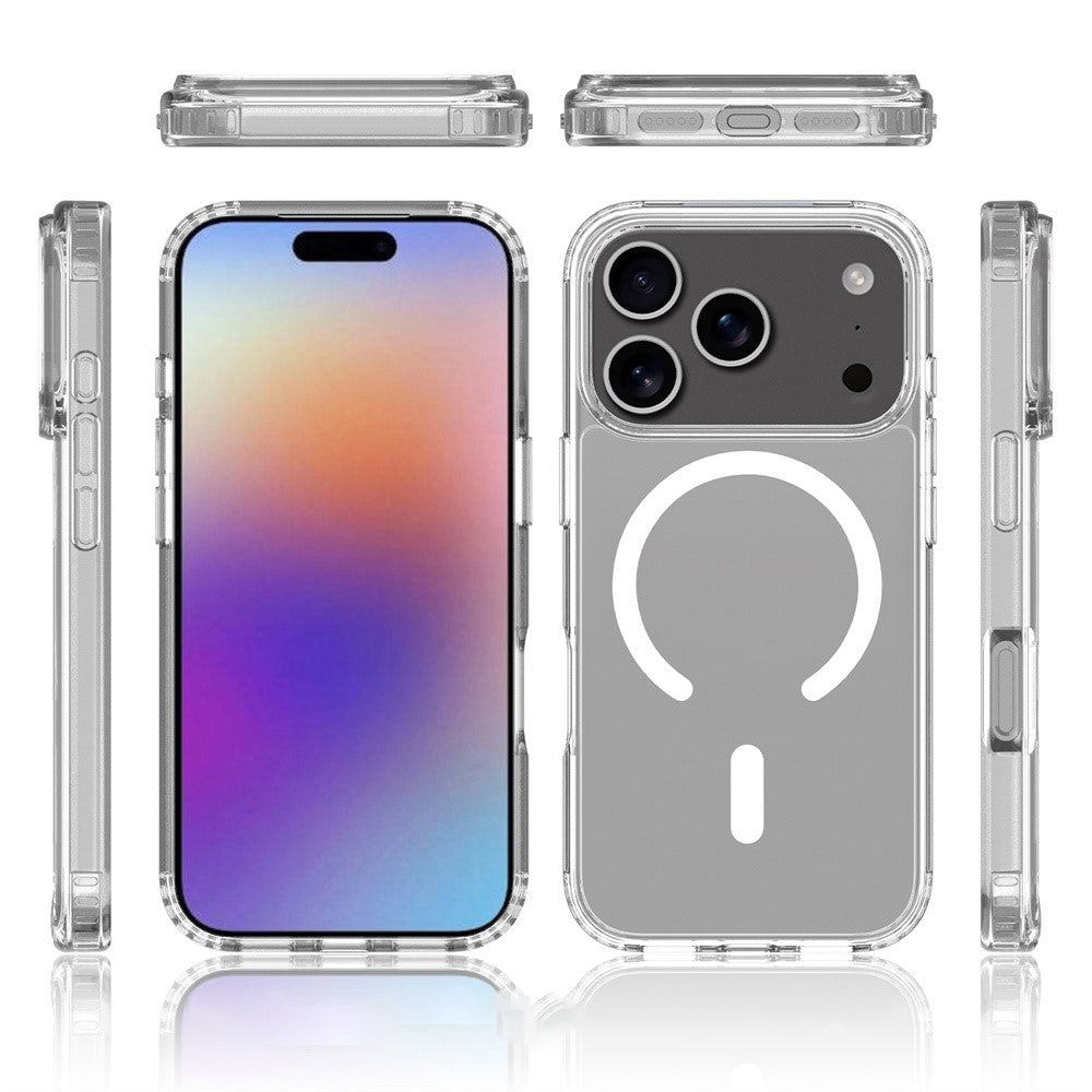 For iPhone 18 Pro / 17 Pro Magnetic Case 2.0mm Scratch Resistant TPU + PC Clear Phone Cover
