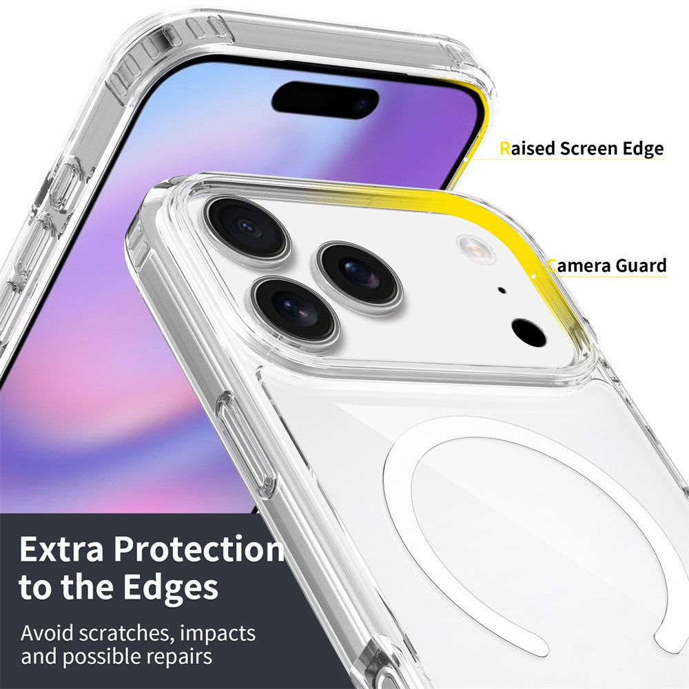 For iPhone 18 Pro Max / 17 Pro Max Magnetic Case 2.0mm Scratch Resistant TPU + PC Clear Phone Cover