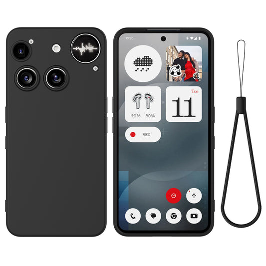For Nothing Phone (3) 5G Liquid Silicone Case Phone Back Cover with Hand Strap