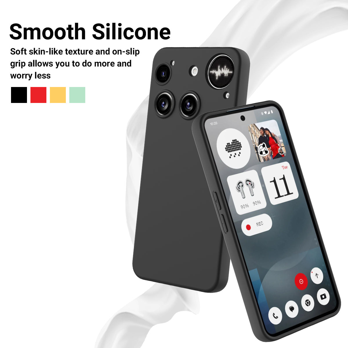 For Nothing Phone (3) 5G Liquid Silicone Case Phone Back Cover with Hand Strap